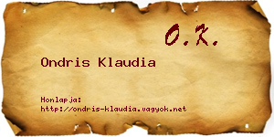 Ondris Klaudia névjegykártya